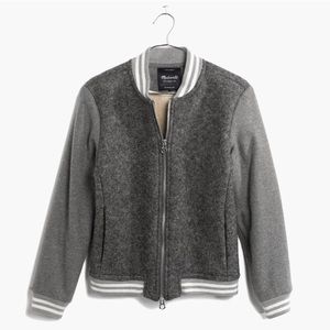 NEW Madewell XS Dugout Varsity Bomber Jacket in Grey